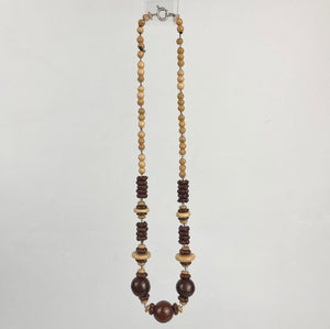 Vintage Graduated Glass Bead Necklace In Brown and Cream - Charming Autumnal Necklace