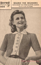 Load image into Gallery viewer, 1940s Style Hand Knitted Bolero in Green - B34 36
