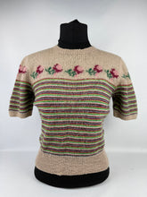 Load image into Gallery viewer, Original 1950s Fair Isle Roses Knit with Colourful Stripes - Bust 36 37
