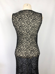 1930s Black Lace Evening Dress  with Huge 10ft Skirt in a Floral Design - Bust 34 35