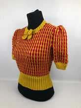Load image into Gallery viewer, Reproduction 1940s Stripe Jumper Knitted from a Wartime Pattern - B32 33 34

