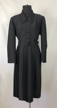 Load image into Gallery viewer, REPRODUCTION 1950s Belted Black Dress with Pleated skirt - Bust 40
