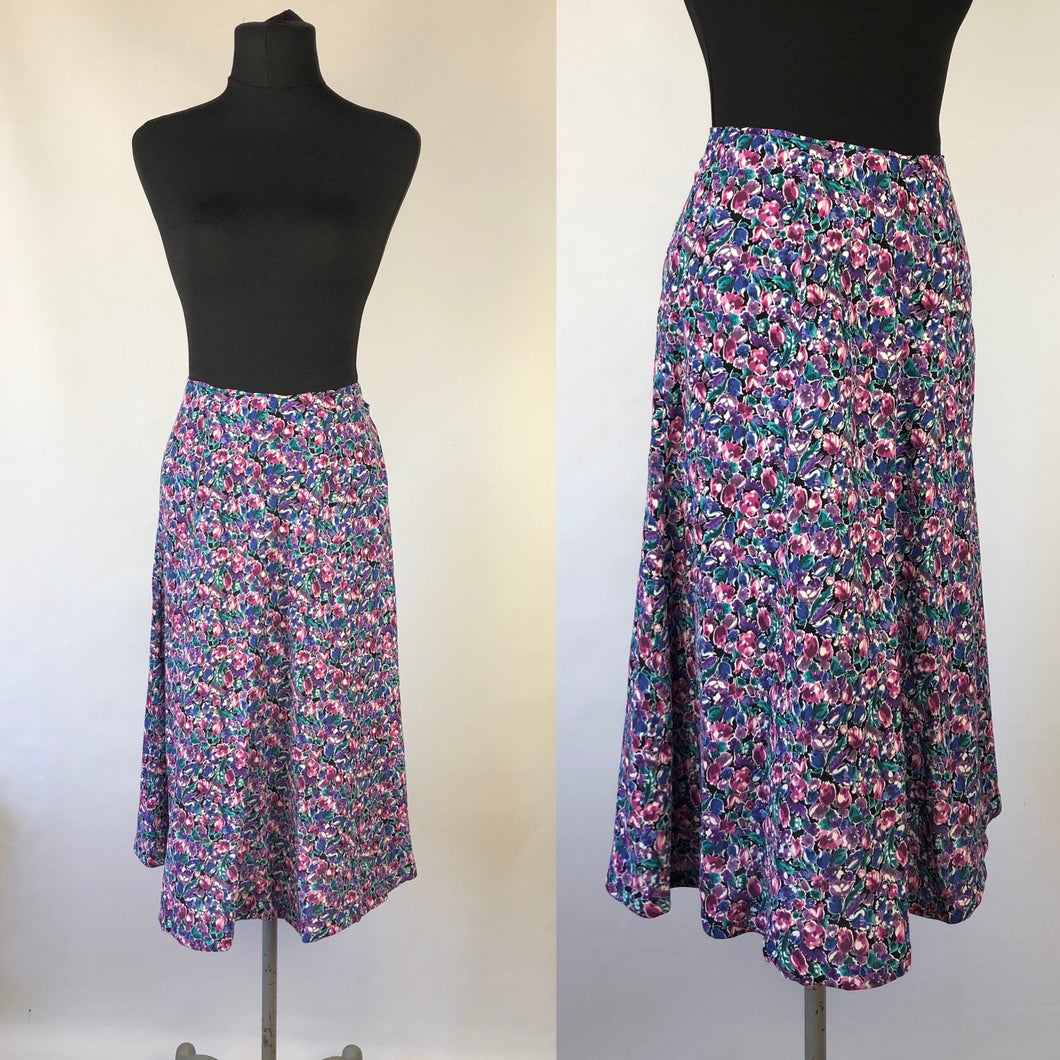1940s Floral Crepe Skirt - W27
