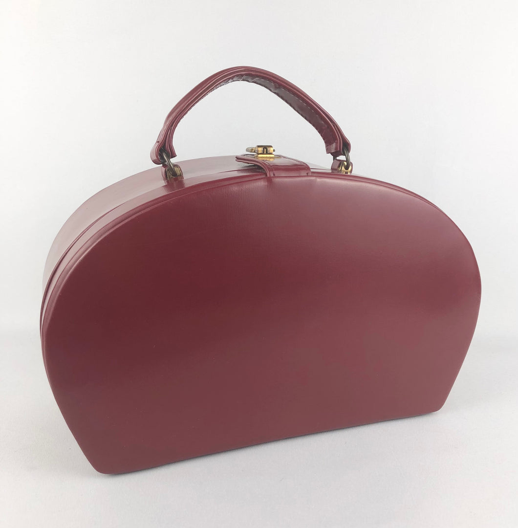 Original 1950s Red Faux Leather Vanity Case - Fabulous Box Bag