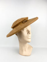 Load image into Gallery viewer, Original 1950s Milk Chocolate Brown Felt Platter Hat with Grosgrain Trim
