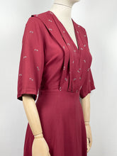 Load image into Gallery viewer, Original 1940s Red Crepe Beaded Dress - Wounded - Bust 38 39 40
