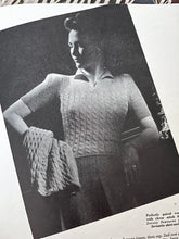 Load image into Gallery viewer, 1940&#39;s Reproduction Twisted Cable and Rib Jumper in Jacaranda - Bust 32 33 34
