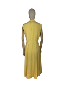 Original 1930's Lemon Yellow Silk Dress with Pretty Tie Neck - Bust 34 36 *