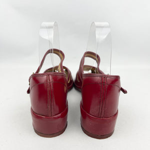 Original 1950’s Red Faux Leather Summer Sandals - UK 5