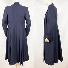 Load image into Gallery viewer, Original 1940s Blue Wool Coat with Fabulous Spiderweb Buttons - Bust 36 37 38
