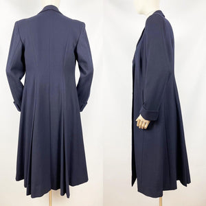 Original 1940s Blue Wool Coat with Fabulous Spiderweb Buttons - Bust 36 37 38