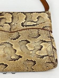 Original 1930's Cream and Brown Snakeskin Bag - Wounded But Useable