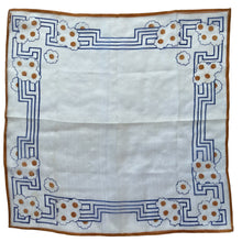 Load image into Gallery viewer, Original 1930&#39;s Semi Sheer Silk Hankie in Brown and Blue Design - Great Gift Idea
