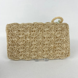 Original 1940's or 1950's Cream Crochet Clutch Bag - Neat Vintage Purse