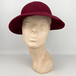 Vintage Burgundy Felt Hat with Chevron Seaming Detail - Henry Heath Gipsy Hat