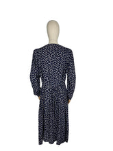Load image into Gallery viewer, Original 1930&#39;s/1940&#39;s Volup Novelty Print Day Dress in Navy and White with Butterfly Print - Bust 44 46
