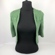 Load image into Gallery viewer, 1940s Style Hand Knitted Bolero in Cypress Green - B34 36
