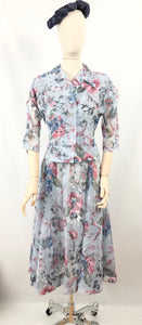 Original 1950s Floral Circle Dress with Matching Jacket - Bust 36 38