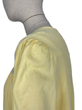 Load image into Gallery viewer, Original 1950&#39;s Lemon Yellow Rayon and Lace Bed Jacket with Tie Neck - Bust 36 38

