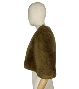 Original 1940's Fluffy Beaver Lamb Fur Cape - Great Boxy Design - Vintage Fur Cape