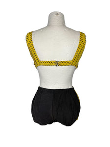 Original 1950's Black and Yellow Polka Dot Bikini - Bust 32 - Vintage Swimwear *