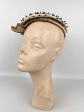 Load image into Gallery viewer, Charming Original 1950&#39;s Two Tone Beaded Felt Hat In Cream and Brown *
