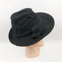 Load image into Gallery viewer, 1940s Black Felt Fedora Hat

