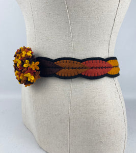 1940's Style Colourful Felt Belt in Autumnal Shades Made From a 1941 Pattern Using Pure Wool Felt - Waist 29"