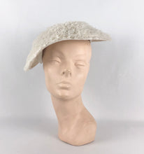 Load image into Gallery viewer, Original 1950s White Summer Hat with Net Trim - A Marten Hat
