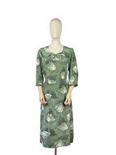 Load image into Gallery viewer, Original Volup 1930s Green Silk Crepe Dress with Black and White Bold Floral Print - Bust 40 42
