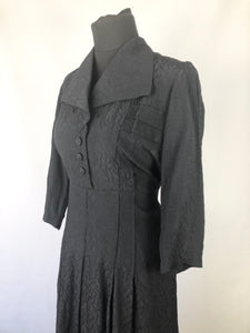 1940s Volup Black Crepe Dress - B40