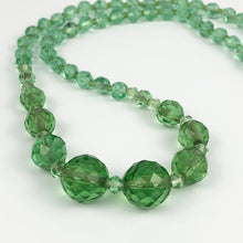Load image into Gallery viewer, Original 1940s 1950s Green Faceted Glass Graduated Bead Necklace
