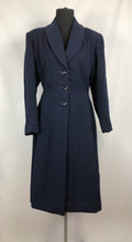 Load image into Gallery viewer, 1940s Volup Fit and Flair Princess Coat in Navy Wool - Bust 38 40 42
