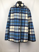Load image into Gallery viewer, Vintage Wool Cape in Bold Blue and Purple Check - Bust 40 42 44
