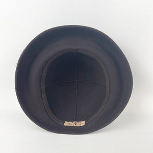 Original 1930's or 1940's Dark Brown Felt Hat by Jacoll with Net Trim *