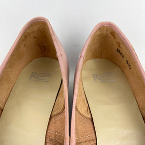 Original 1950's Baby Pink Leather Shoes with Gold Tone Trim - UK 4 4.5 *