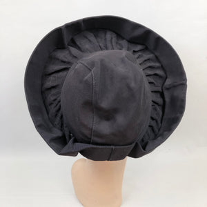 1940s Dark Blue Grosgrain "Bonnet" Hat with Wide Brim