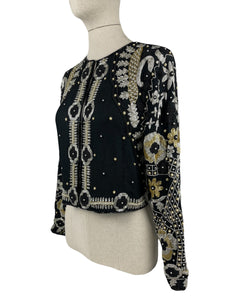 Original 1930's Black Chiffon and Silk Heavily Beaded Evening Jacket - Stunning Piece - Bust 32 33 34
