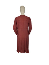 Load image into Gallery viewer, Original 1930&#39;s Long Sleeved Floppy Cotton Day Dress in Rust with Floral Print - Bust 34 36
