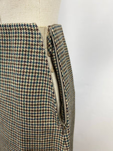 Original 1940s Houndstooth Check Suit in Green, Blue and Brown - Bust 35 36 - Petite