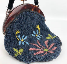Load image into Gallery viewer, Original 1930s Beaded Bag with Floral Detail and Celluloid Frame *
