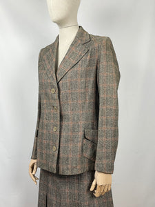 Original 1930s Black, Cream and Red Check Walking Suit - Bust 34 35