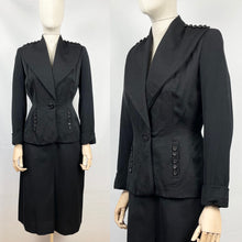 Load image into Gallery viewer, Original 1940s Black Wool Suit with Fabulous Button Detail - Bust 34 35 36
