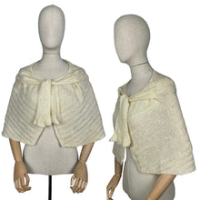 Load image into Gallery viewer, Original 1930&#39;s 1940&#39;s Hand Knitted Bed Cape in Cream Wool - Bust 34 36
