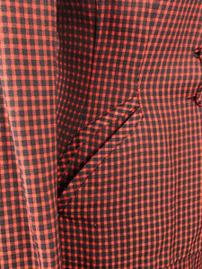 1940s Black and Red Check Suit in Fine Wool - 36 38