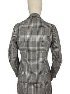 Wounded But Wearable Original 1930's Blue, Brown and Cream Check Suit - Bust 32 33