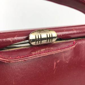 Original 1950s Burgundy Faux Leather Box Bag Made in 1953 for the Coronation