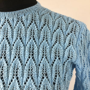 Reproduction 1940s Lace Jumper in Pale Blue - B36 38