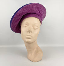 Load image into Gallery viewer, Absolutely Incredible 1940s Two Tone Velvet Hat In Purple and Pink *
