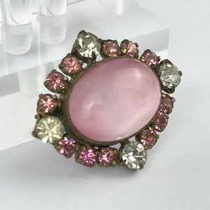 1950's 1960's Pink and Clear Set Paste Brooch - Great Little Piece